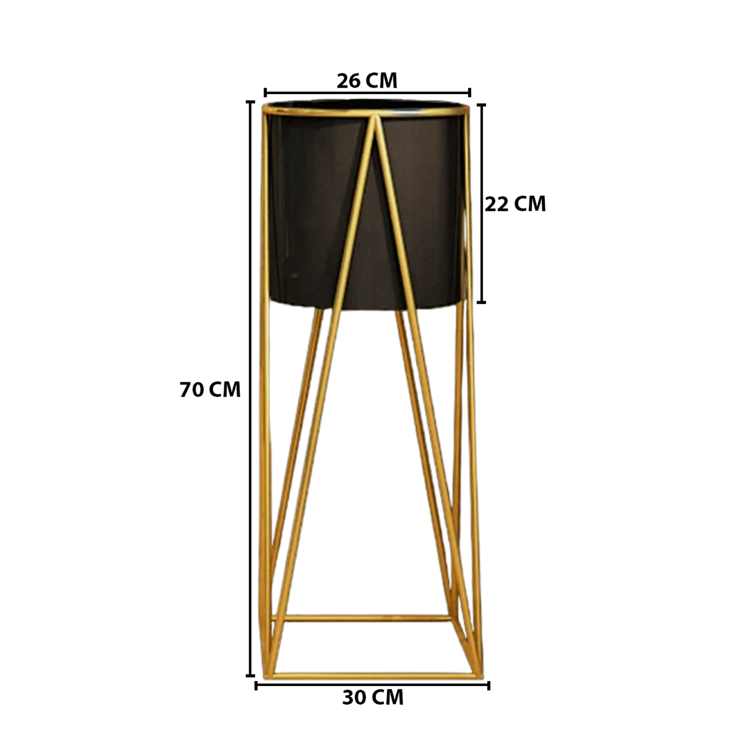 Porta Macetero Pedestal Maceta Plantas Negro Dorado - Fliperex