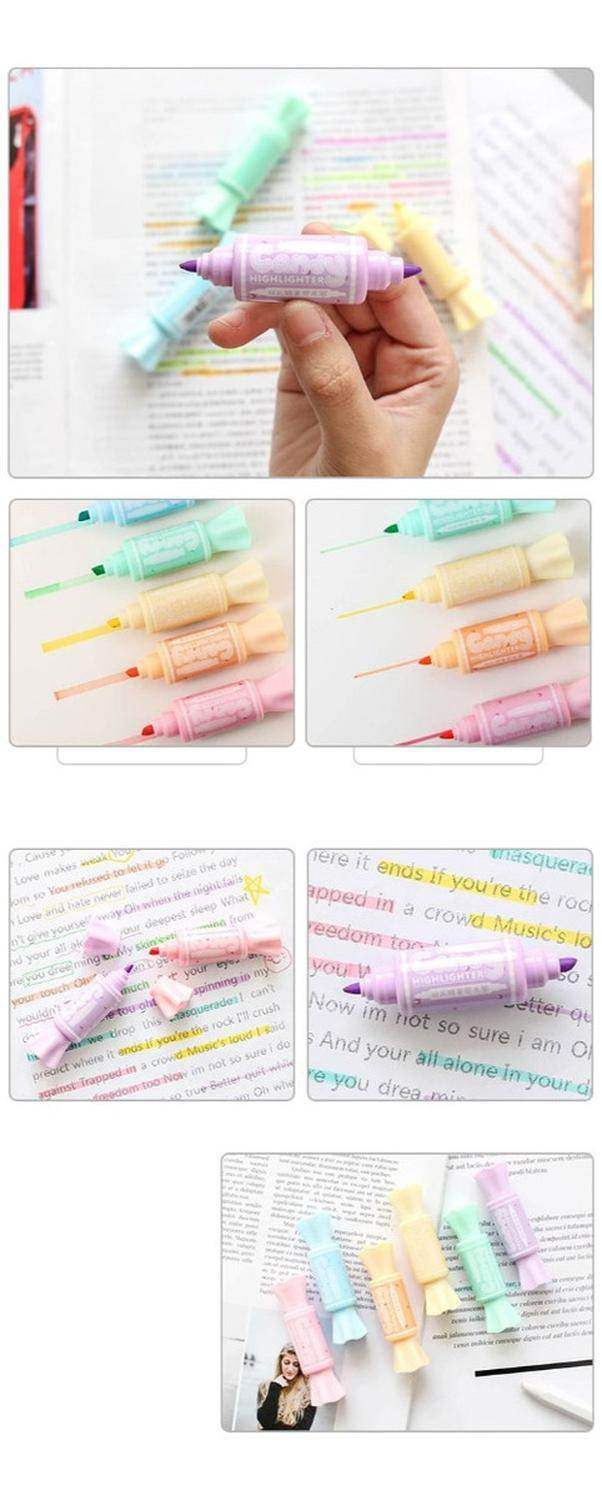 Destacadores Diseño Caramelo 6 Colores Doble Punta - Fliperex