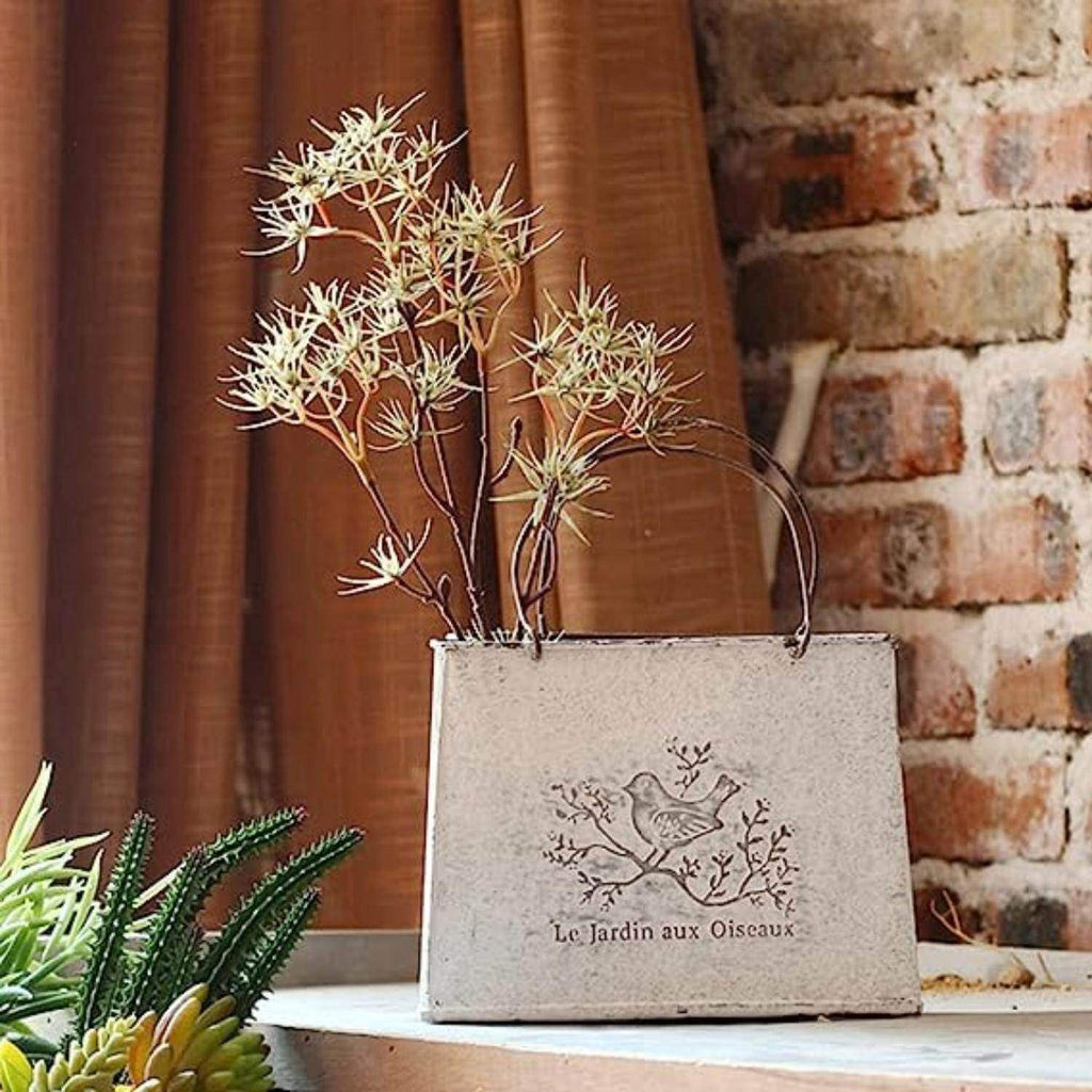 Macetero Florero Maceta Cartera Metálico Frances Le Jardin - Fliperex