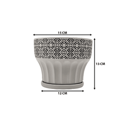 Macetero Maceta De Ceramica Blanco Patrones Negro Alto S - Fliperex