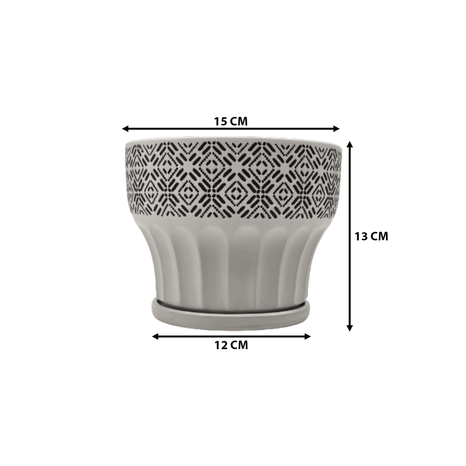 Macetero Maceta De Ceramica Blanco Patrones Negro Alto S - Fliperex