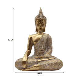 Estatua Figura De Buda Dorada Decorativa Buda Meditando - Fliperex