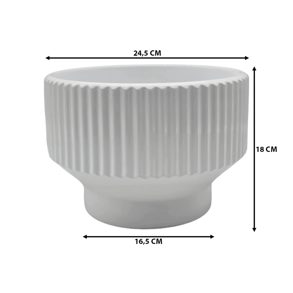Macetero Maceta De Ceramica Copon Blanco Brillante L - Fliperex