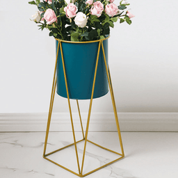 Porta Macetero Pedestal Maceta Plantas Verde Dorado - Fliperex
