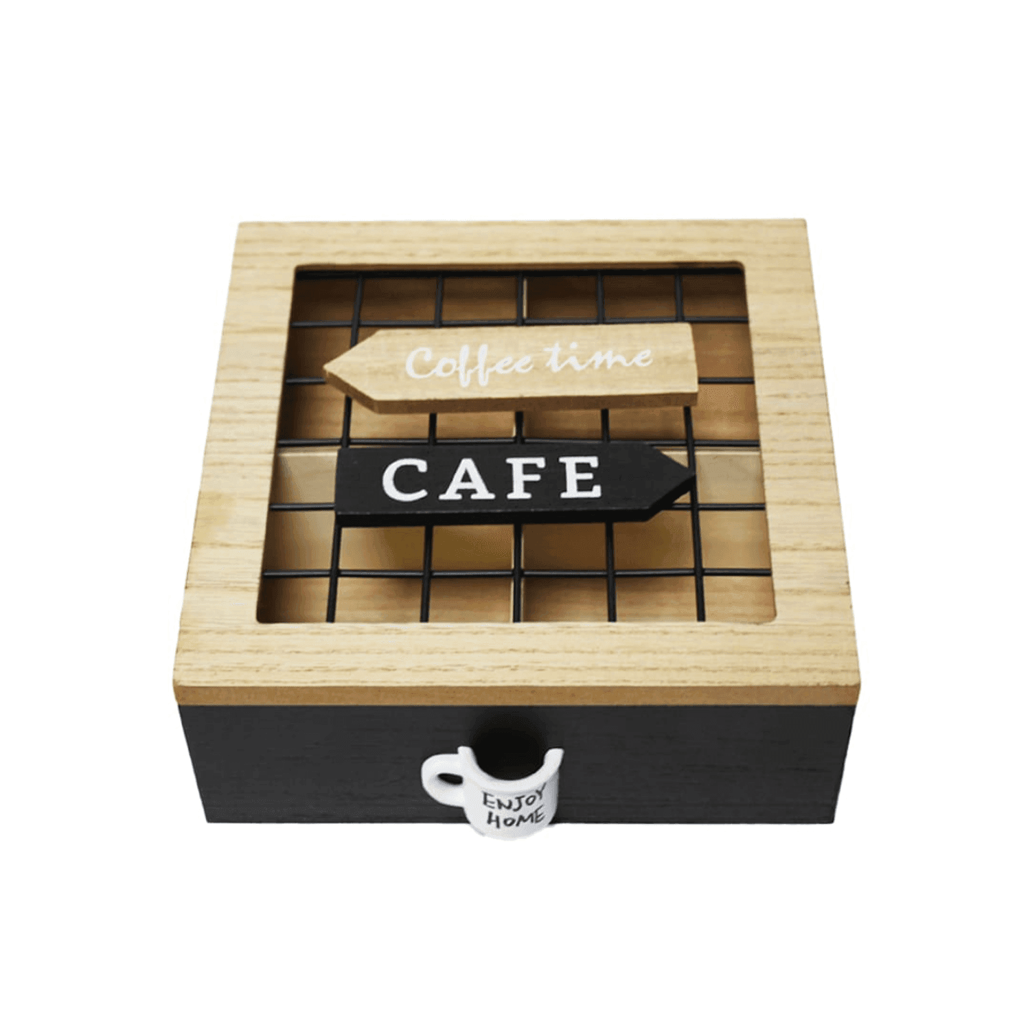 Caja De Te 4 Divisiones Tapa Con Diseño Decorativa Decohogar - Fliperex