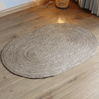 Alfombra De Yute Tradicional Rustica Ovalada Color Natural M - Fliperex