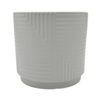 Macetero Maceta De Ceramica Blanco Con Linea Cuadrada S - Fliperex