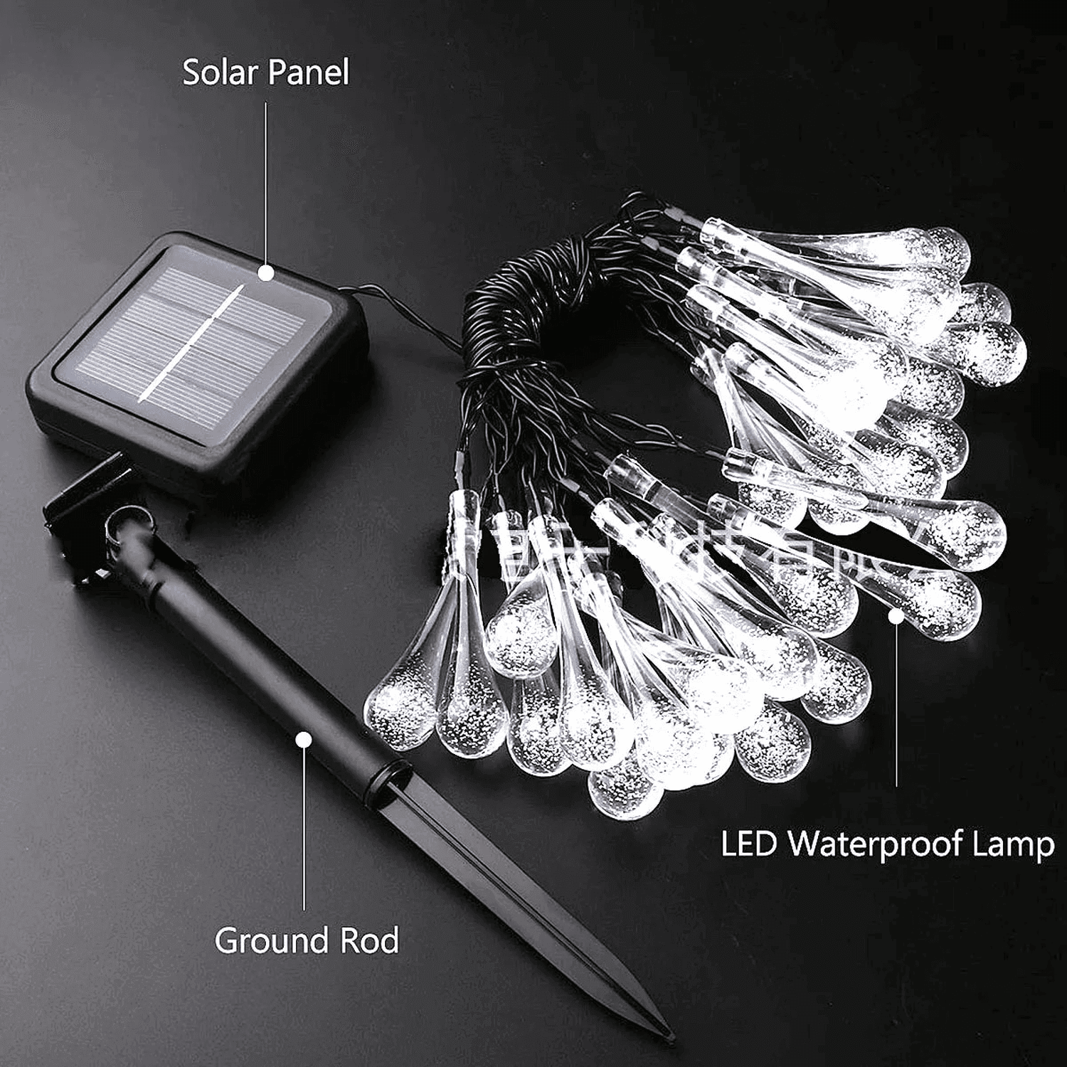 Guirnalda Solar Gotas Gotitas Luces Led Decoracion Jardin - Fliperex
