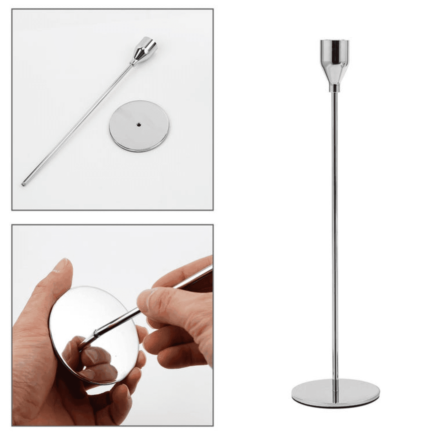 Set 3 Candelabros Porta Velas Plateado Decora Centro De Mesa - Fliperex