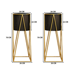 Set 2 Porta Maceteros Pedestal Igual Tamaño Negro Dorados - Fliperex