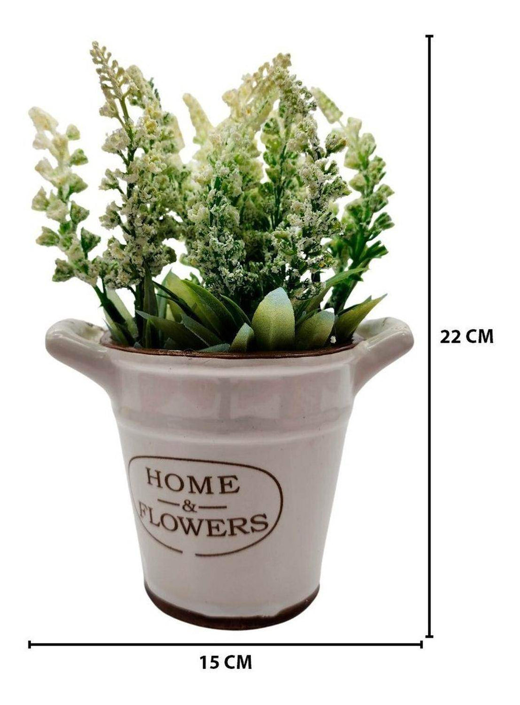 Planta Artificial Macetero Cerámica Home And Flowers Blanco - Fliperex