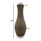 Jarron Florero Decorativo Tejido Rattan Moderno Café 50 CM - Fliperex