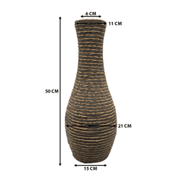 Jarron Florero Decorativo Tejido Rattan Moderno Café 50 CM - Fliperex