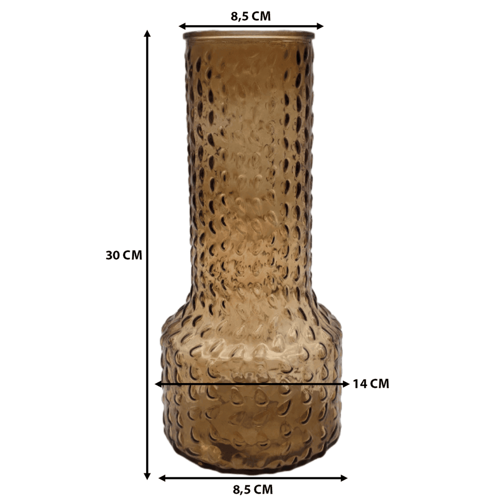 Florero Decorativo De Vidrio Con Diseño Base Ancha Café 30 - Fliperex