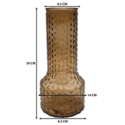 Florero Decorativo De Vidrio Con Diseño Base Ancha Café 30 - Fliperex