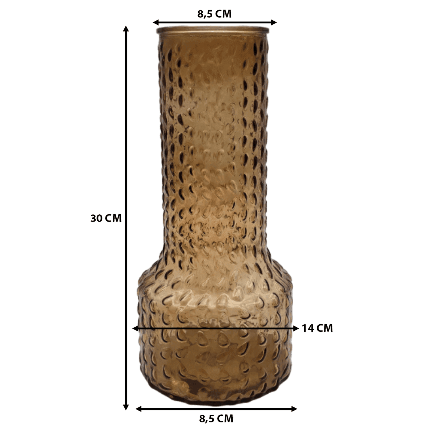 Florero Decorativo De Vidrio Con Diseño Base Ancha Café 30 - Fliperex