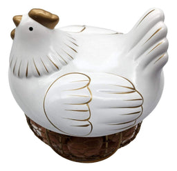 Gallina Decorativa Porta Huevos Cesta De Huevos Blanca - Fliperex