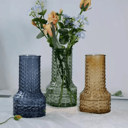 Florero Decorativo De Vidrio Con Diseño Base Ancha Café 30 - Fliperex