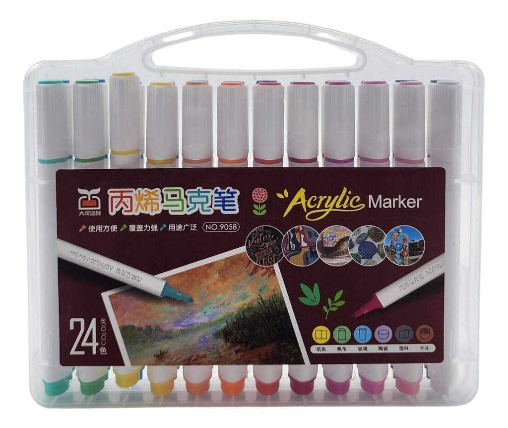 Set Marcadores Acrilicos 24 Lapices Calidad Arte Dibujo - Fliperex