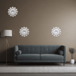 Set 3 Marcos De Espejos Flor De Loto Decorativo Blanco Deco - Fliperex