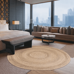 Alfombra De Yute Tradicional Rustica Circular Color Natural - Fliperex