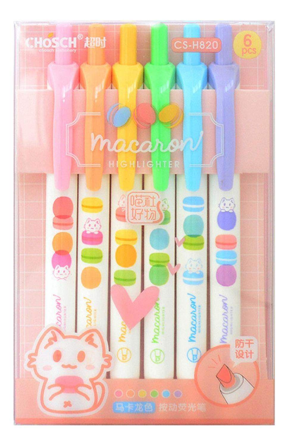 Set 6 Lapices Destacadores Punta Biselada Pastel Macaron - Fliperex