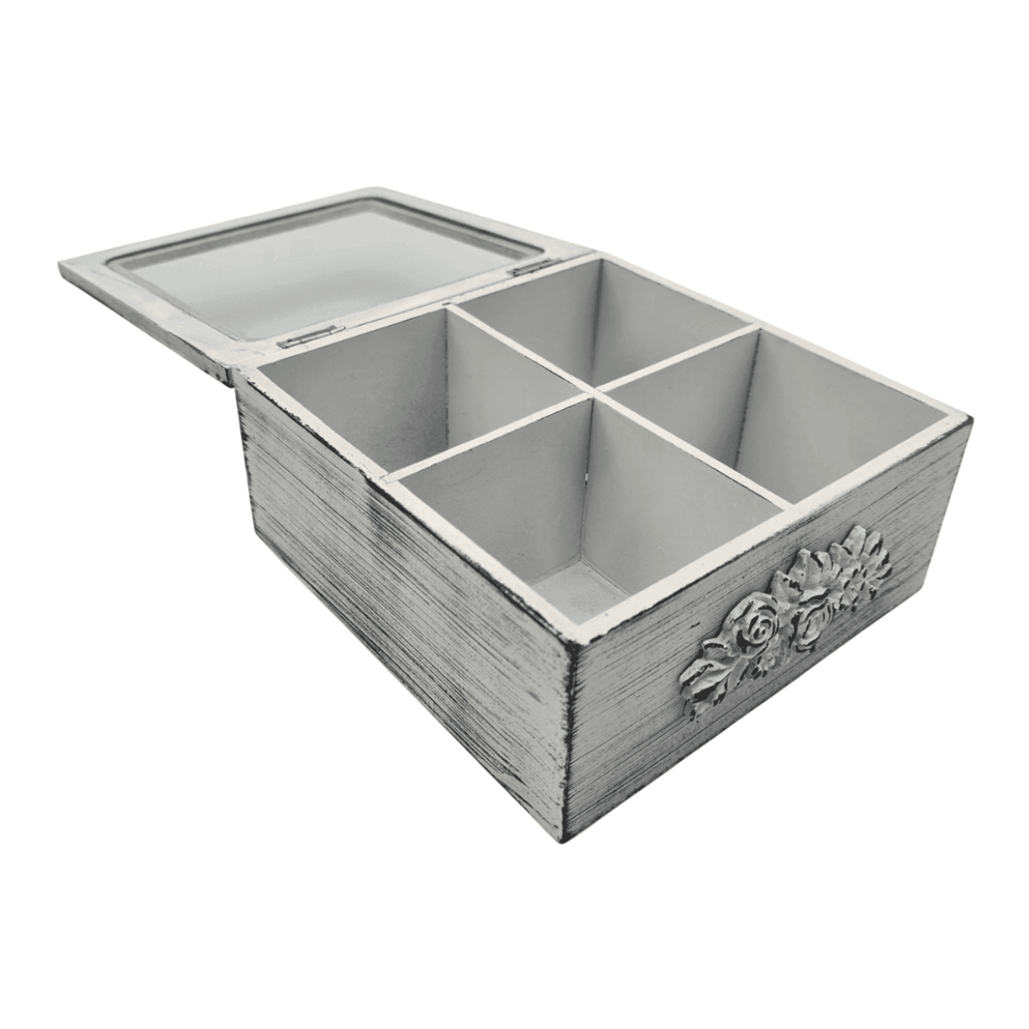 Caja De Te Porta Te Caja Para El Te Gris 4 Divisiones - Fliperex
