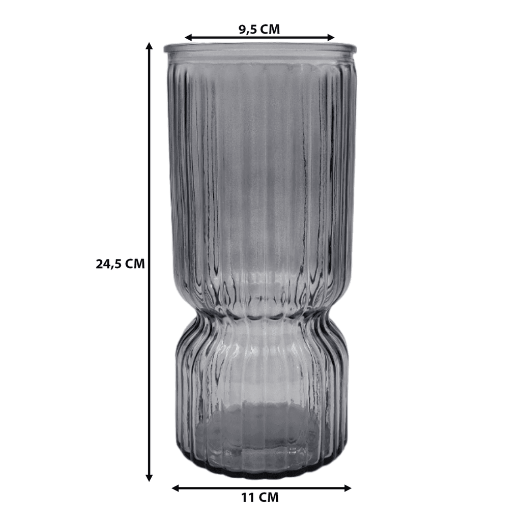 Florero Decorativo De Vidrio Cristal Con Diseño Tonos Grises - Fliperex