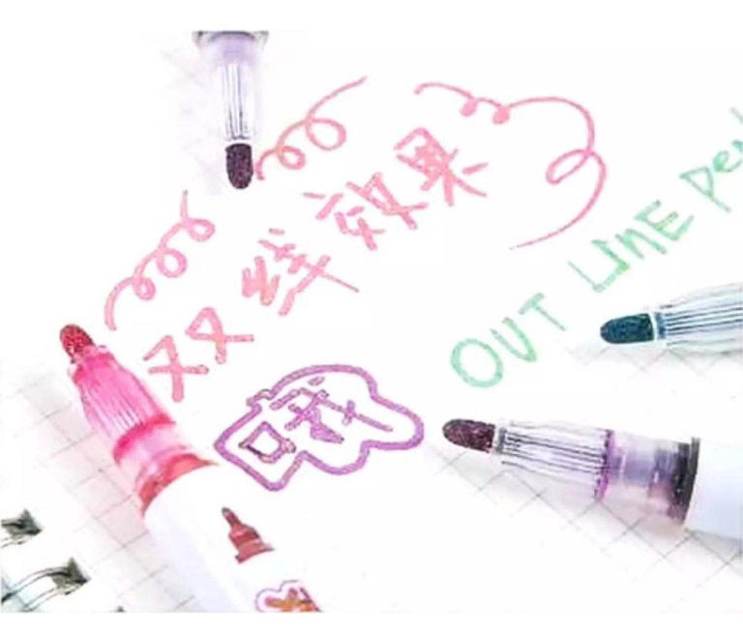 Marcadores Metalicos Outline Pen 6 Colores Profesionales - Fliperex