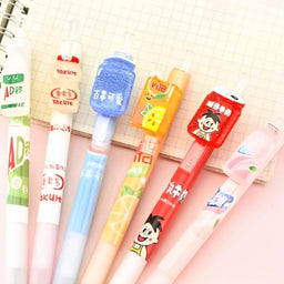 Set 3 Lápices Diseño Bebidas Bebestibles Kawaii Cute - Fliperex