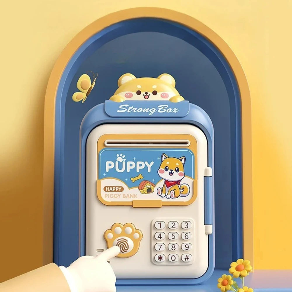 Alcancía Gato Caja Fuerte Kawaii Contraseña Sonido Y Huella