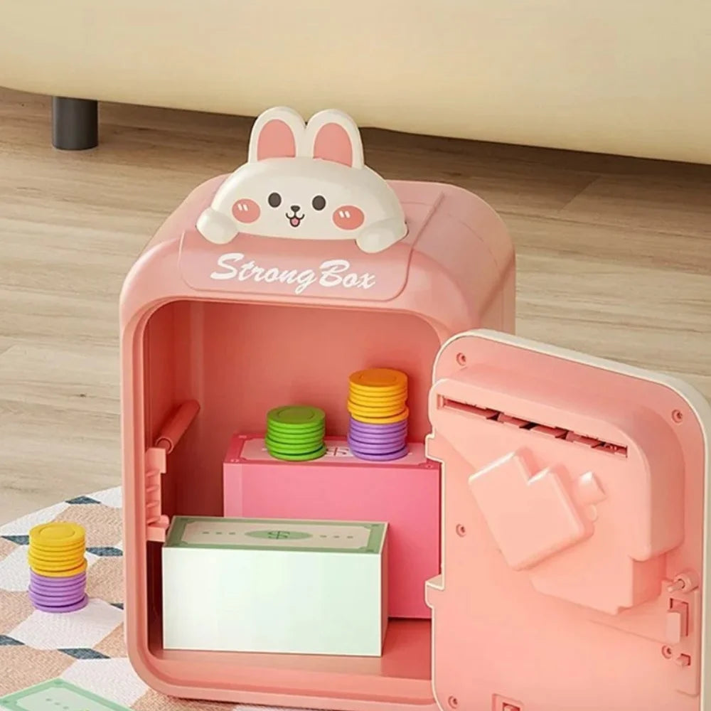 Alcancía Gato Caja Fuerte Kawaii Contraseña Sonido Y Huella