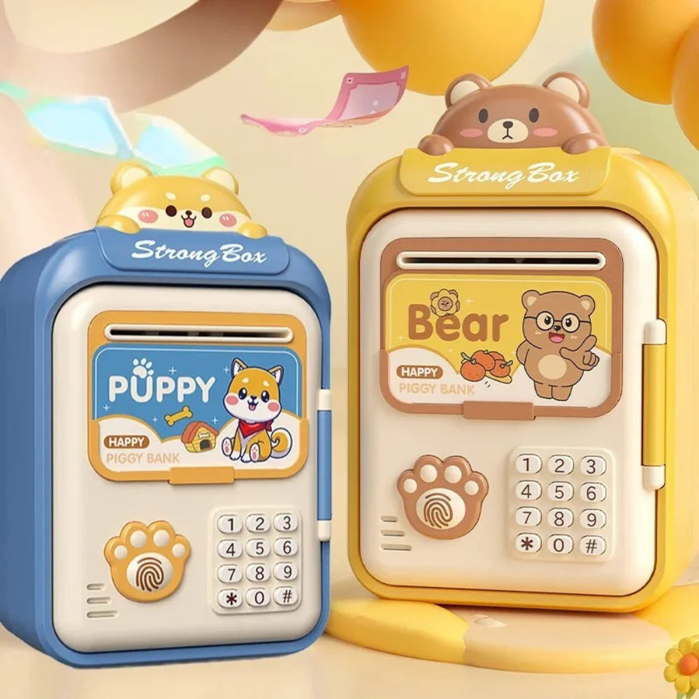 Alcancía Gato Caja Fuerte Kawaii Contraseña Sonido Y Huella