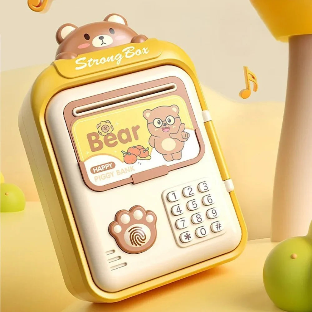 Alcancía Gato Caja Fuerte Kawaii Contraseña Sonido Y Huella