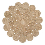 Alfombra Redonda De Yute Todo Circulos Color Natural - Fliperex