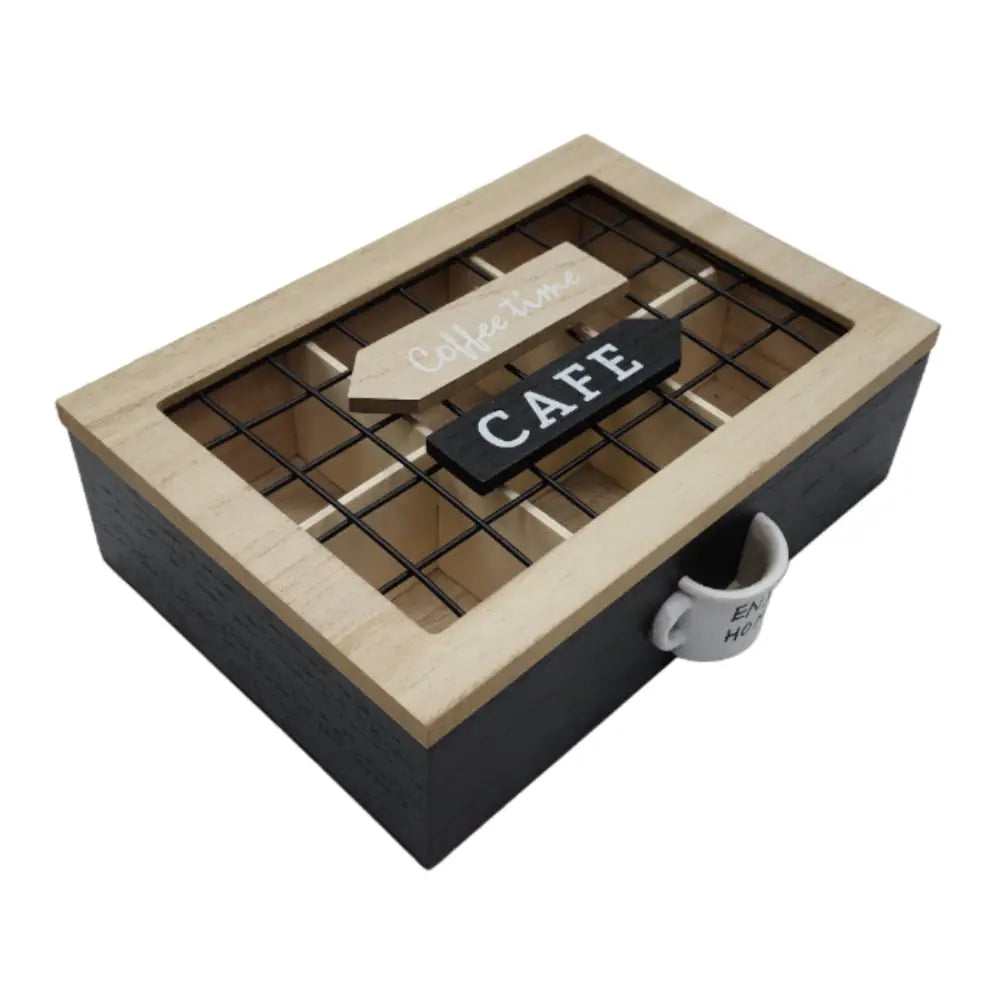 Caja De Te 6 Divisiones Tapa Con Diseño Decorativa Decohogar - Fliperex