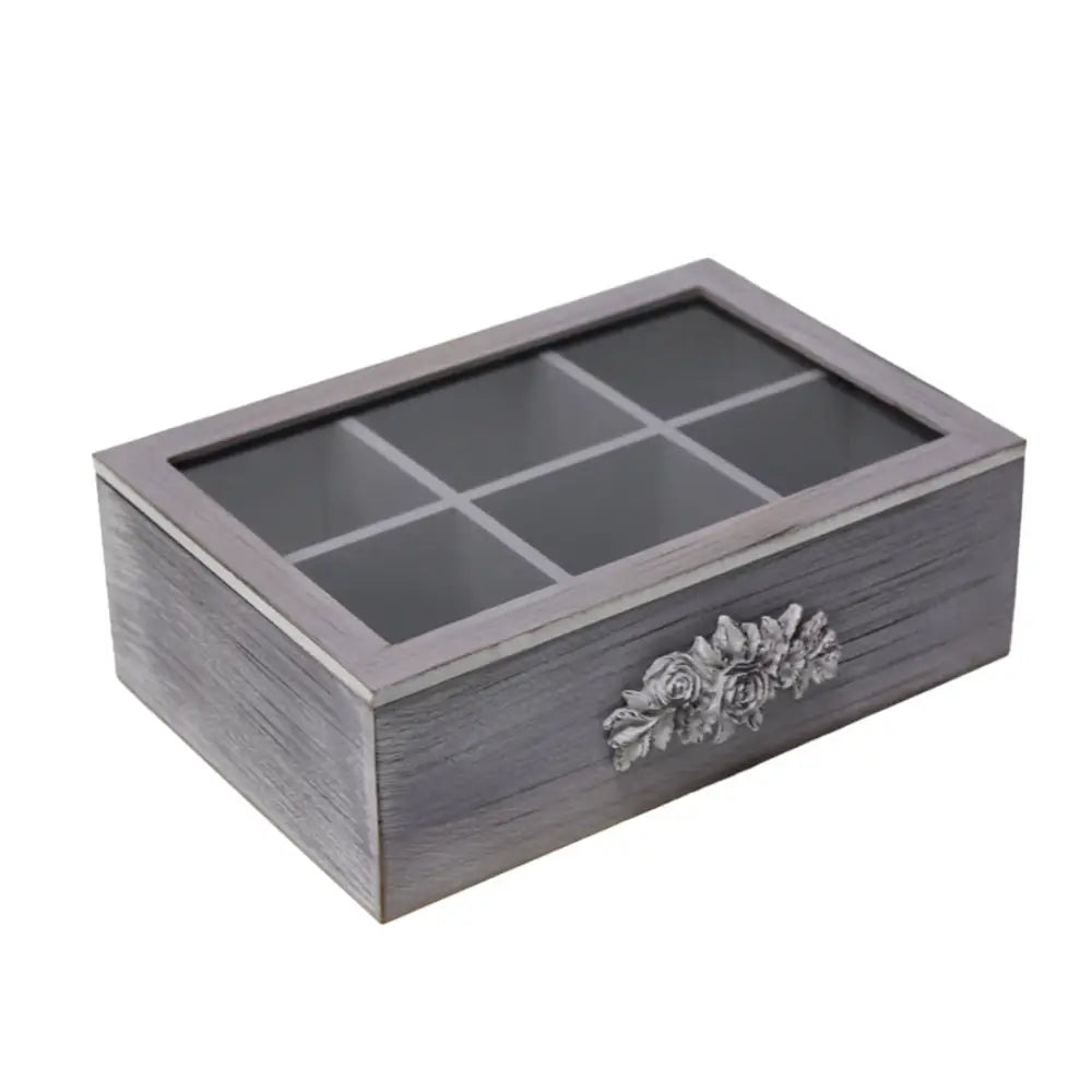 Caja De Te Porta Te Caja De Madera Para Te Gris 6 Divisiones - Fliperex