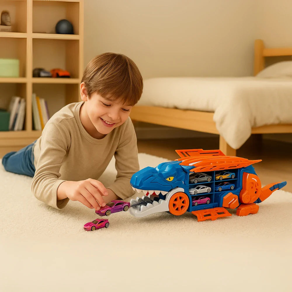 Camion Transportador Porta Autitos 2 en 1 Pista Lanzamiento