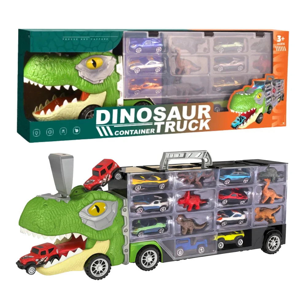 Camion Transportador Porta Autitos y Dinosaurios Juguete