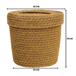 Canasto Cesta De Yute Tejida Con Tapa Acabado Rustico M