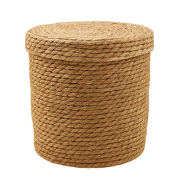 Canasto Cesta De Yute Tejida Con Tapa Acabado Rustico M