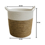 Canasto Cesta Yute Algodón Tejido Estilo Rustico Con Asas S