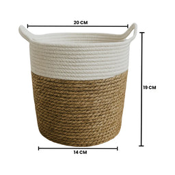 Canasto Cesta Yute Algodón Tejido Estilo Rustico Con Asas S