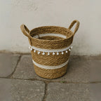 Canasto Cesta Yute Diseño Algodón Tejido Estilo Rustico S