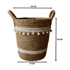 Canasto Cesta Yute Diseño Algodón Tejido Estilo Rustico S