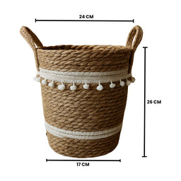 Canasto Cesta Yute Diseño Algodón Tejido Estilo Rustico S