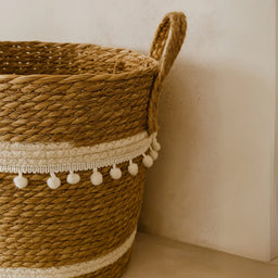 Canasto Cesta Yute Diseño Algodón Tejido Estilo Rustico S