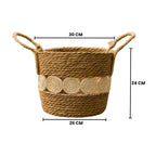 Canasto Cesta Yute Diseño Circulos Tejido Estilo Rustico L