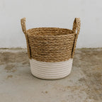 Canastos Cesta Algodón Tejido Nudo Color Blanco Asas L