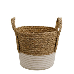Canastos Cesta Algodón Tejido Nudo Color Blanco Asas M
